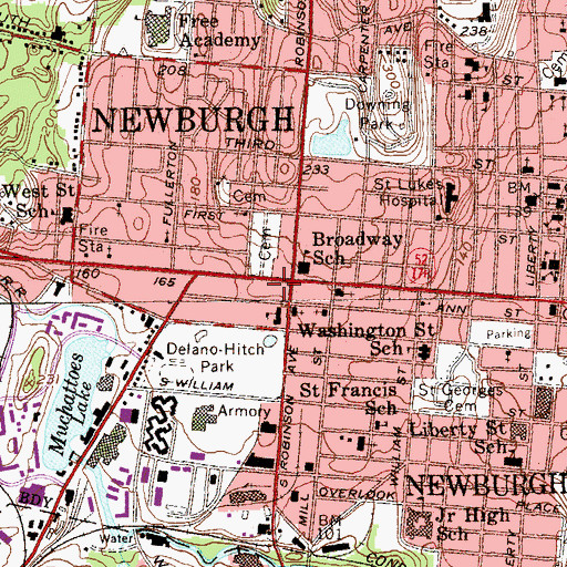Topographic Map of Park Theatre (historical), NY