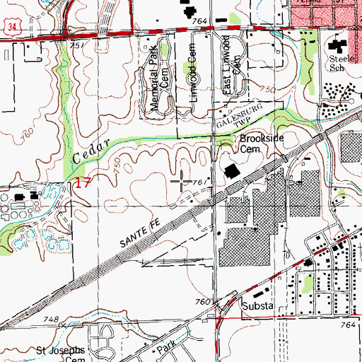 Topographic Map of Hill Correctional Center, IL