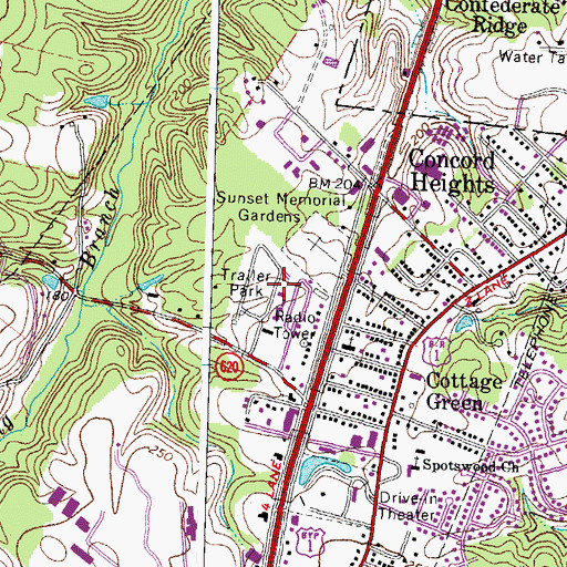 Topographic Map of Graninger Mobile Home Park, VA