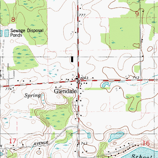 Topographic Map of Glendale Post Office (historical), MI