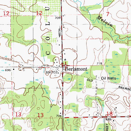Topographic Map of Berlamont Post Office (historical), MI
