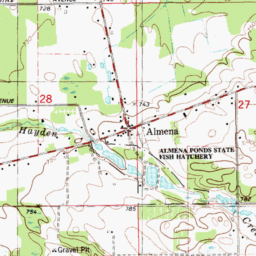 Topographic Map of Almena Post Office (historical), MI