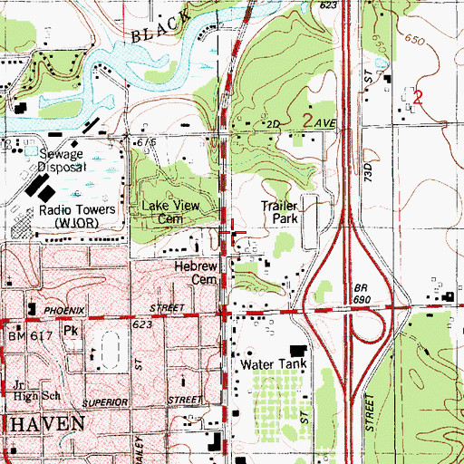 Topographic Map of Solomon's Temple Church of God, MI