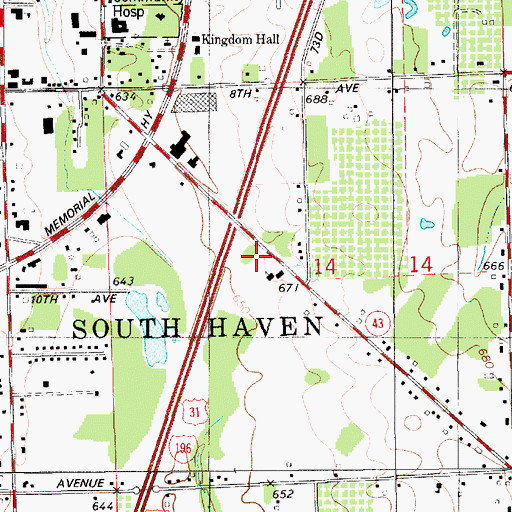 Topographic Map of Church of Christ, MI