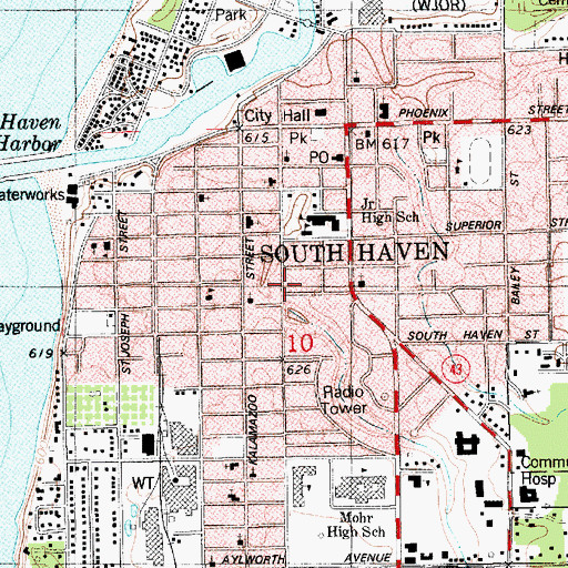 Topographic Map of First Church of God, MI