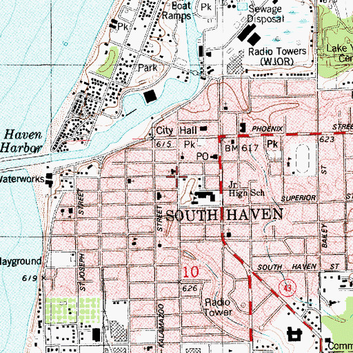 Topographic Map of First United Methodist Church, MI