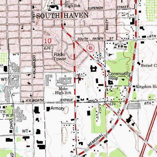 Topographic Map of Saint Paul's Lutheran Church, MI