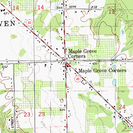 Topographic Map of Maple Grove Bible Church, MI