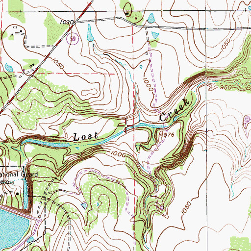 Topographic Map of Lost Creek Reservoir, TX