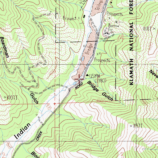 Topographic Map of Bridge Gulch, CA