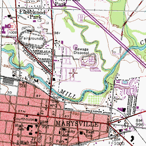 Topographic Map of Marysville Estates, OH