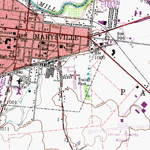 Topographic Map of Countryside Mobile Home Park, OH