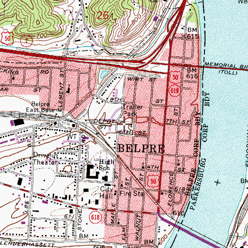 Topographic Map of Pioneer Mobile Home Park, OH