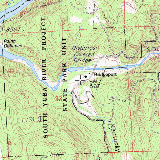 Topographic Map of Bridgeport, CA