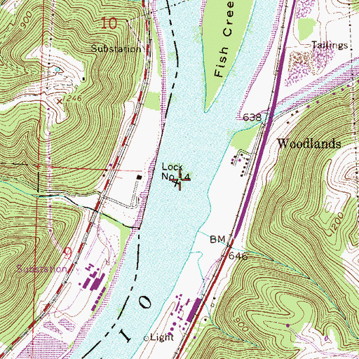 Topographic Map of Lock Number 14 (historical), WV
