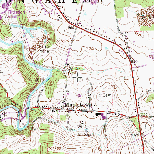 Topographic Map of Cabbage Flats, PA