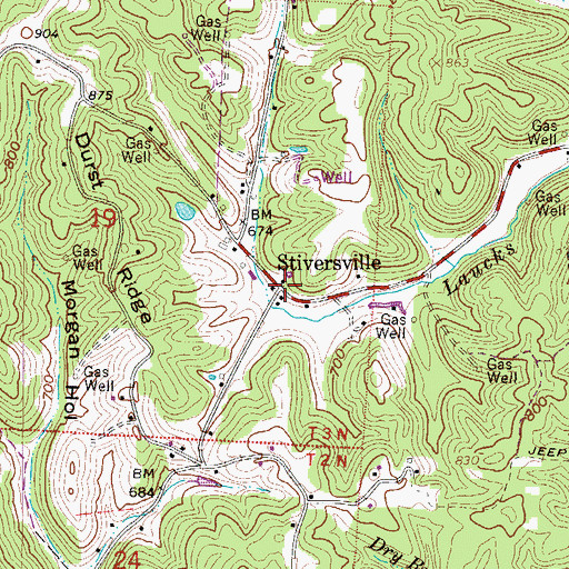 Topographic Map of Stiversville, OH