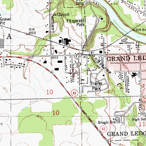 Topographic Map of Liberty Church, MI