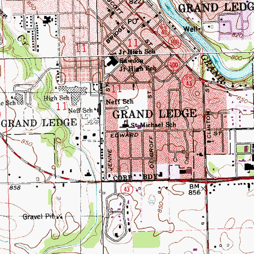 Topographic Map of Saint Michaels Catholic Church, MI