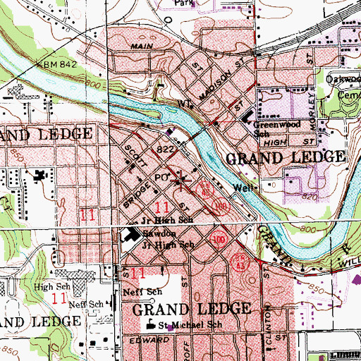 Topographic Map of Trinity Episcopal Church, MI