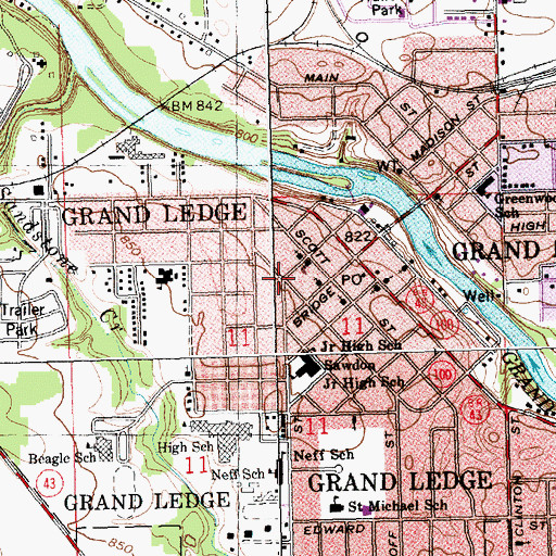 Topographic Map of Grand Ledge Historical Museum, MI