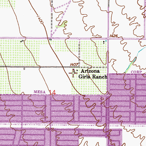 Topographic Map of Arizona Girls Ranch, AZ