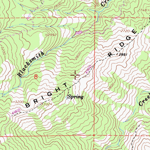 Topographic Map of Bright Ridge, CA