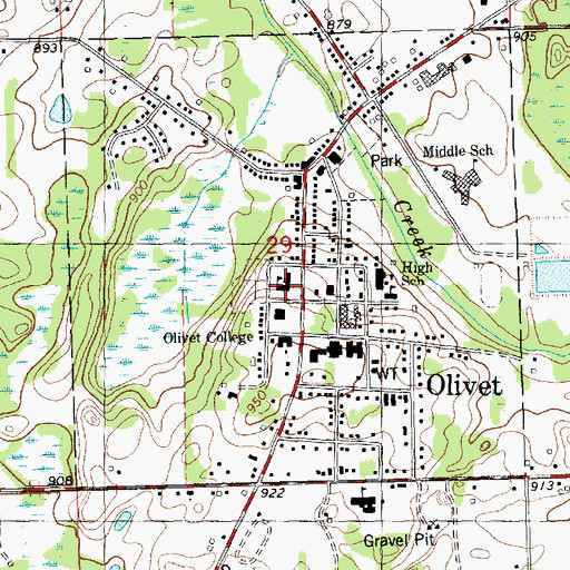 Topographic Map of Dole Hall, MI