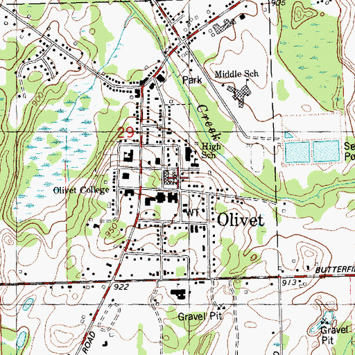 Topographic Map of Art Building, MI