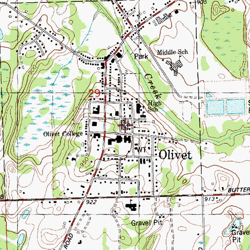 Topographic Map of Ruth Rawlings Mott Auditorium, MI