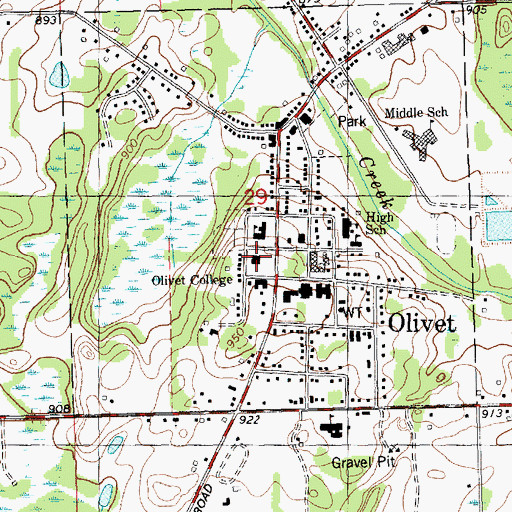 Topographic Map of Lester K Kirk Center, MI