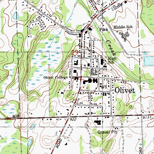 Topographic Map of Margaret Upton Conservatory of Music, MI