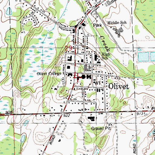 Topographic Map of Blair Hall, MI