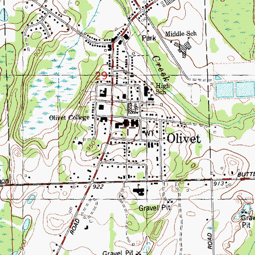 Topographic Map of Frederick S Upton Center, MI