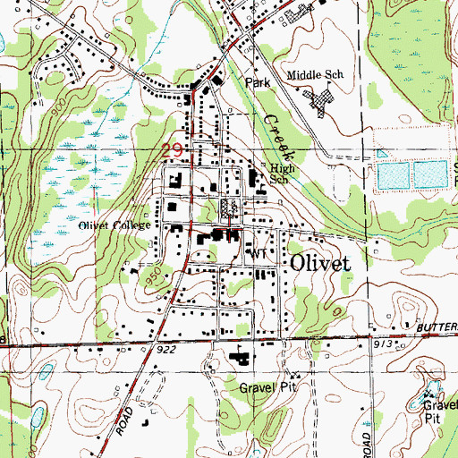 Topographic Map of Shipherd Hall, MI
