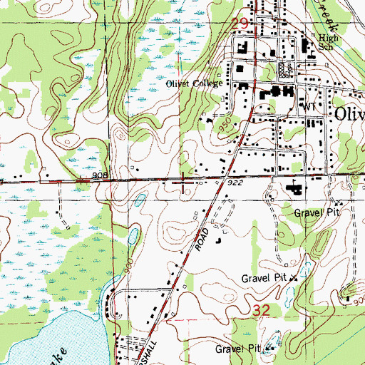 Topographic Map of Olivet First Assembly of God Church, MI