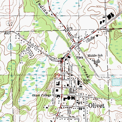 Topographic Map of Olivet Police Department, MI