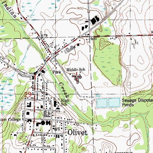 Topographic Map of Olivet High School, MI