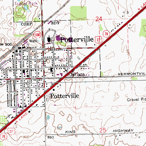 Topographic Map of Bright Hope Bible Church, MI