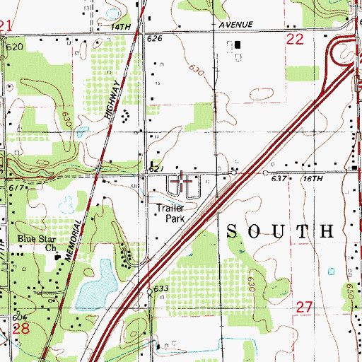 Topographic Map of Mitchell Brothers Mobile Home Park, MI