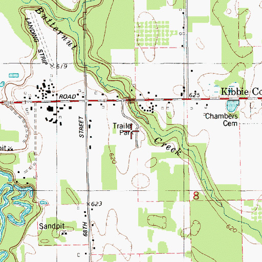 Topographic Map of Whispering Pines Estates and Mobile Home Park, MI