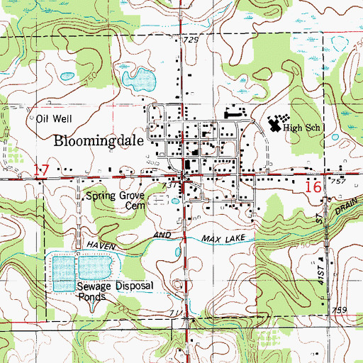 Topographic Map of Kal-Haven Trail State Park, MI