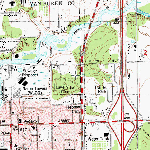 Topographic Map of South Haven Police Department, MI