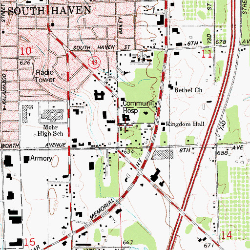 Topographic Map of Shoreline Family Care Clinic, MI