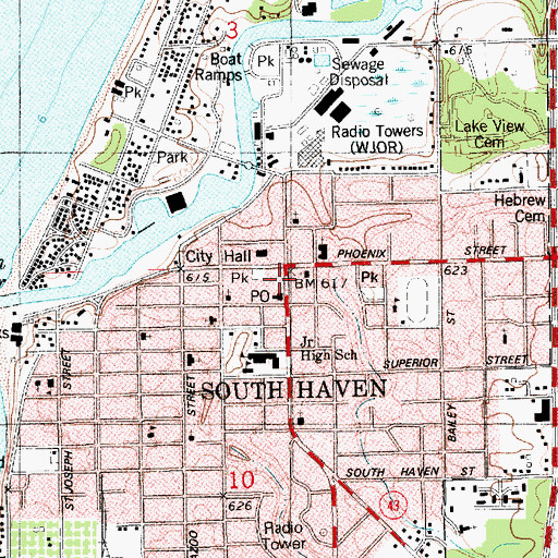 Topographic Map of South Haven Memorial Library, MI
