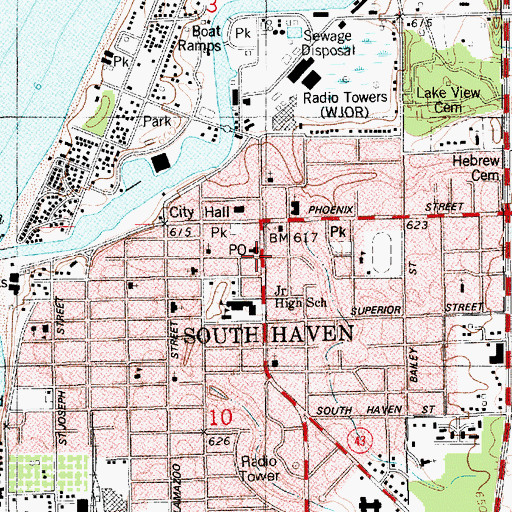 Topographic Map of South Haven Post Office, MI