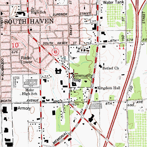 Topographic Map of Liberty Hyde Bailey Museum, MI