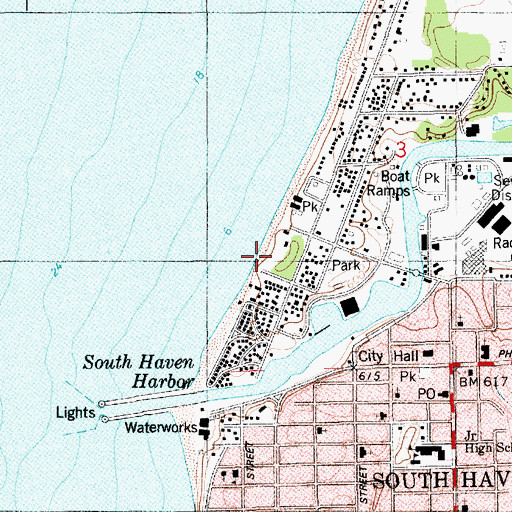 Topographic Map of Woodman Beach, MI