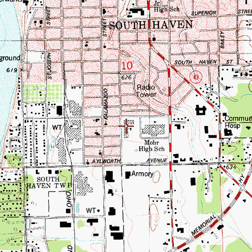 Topographic Map of Lincoln Elementary School, MI