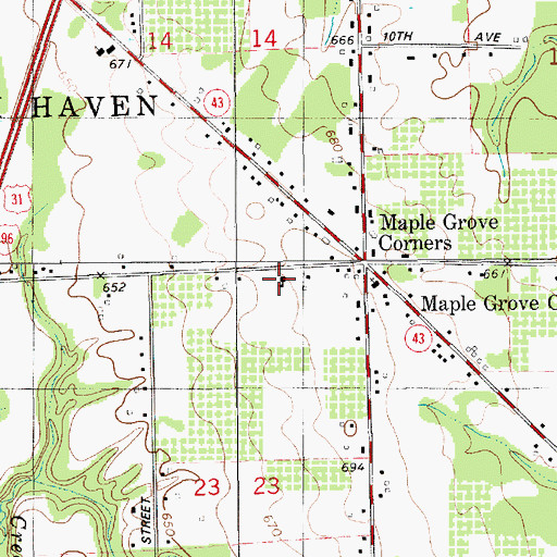 Topographic Map of Maple Grove Elementary School, MI